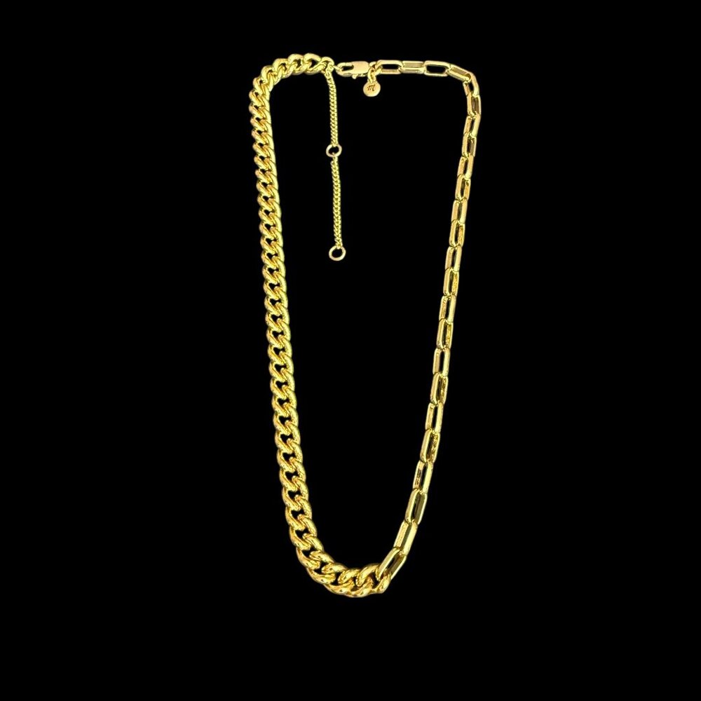 Madewell Gold Plated Brass Dual-Link Chain Necklace Curb Link Paperclip - Picture 12 of 13